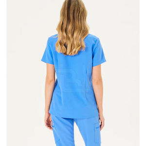 Women's Custom Spa Uniform New Fashion <b>Elastic</b> Salon Scrub with Adjustable Knitted <b>Lace</b> Spa Uniform - Product Image 2