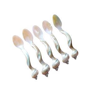 Bespoke Fish Flower Mother of Pearl Spoon Long Handle Mirror Polish Custom Logo <b>Engraved</b> Caviar Tasting <b>Tool</b> Storage - Product Image 2