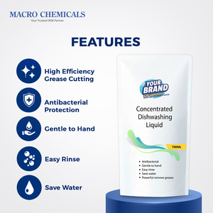 Liquide vaisselle concentré OEM de qualité supérieure, fournisseur malaisien, haute efficacité, dégraissant, nettoyant antibactérien, pochette de 700 ml - Product Image 5