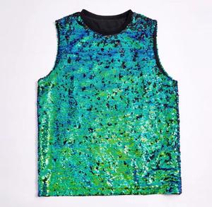 <b>Men's</b> O-Neck Sleeveless <b>Sequined</b> Tank <b>Top</b> Casual Solid Color Knitted Vest - Product Image 4