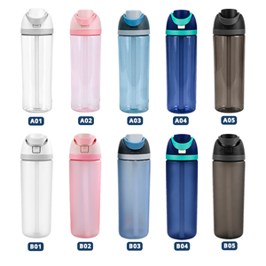 25oz <b>Clear</b> Plastic <b>Water</b> <b>Bottle</b> Double Drinking Straw Cup with Handle for Outdoor Sports Travel - Product Image 5