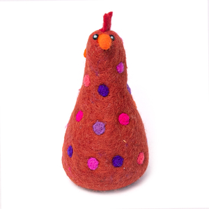Décoration de coq en feutre de laine fait main, figurine de poulet à pois, ornement animalier d'intérieur pour Halloween pour enfant - Product Image 1