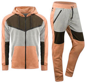 Ensemble de survêtement décontracté deux pièces pour homme, avec logo personnalisé OEM, pantalon de jogging uni, sweat à capuche zippé, léger, hiver, 100% coton, unisexe - Product Image 1