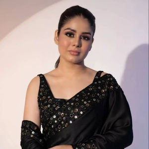 Chemisier sans manches en soie Rangoli noir à sequins pour femme – Idéal pour mariage, remise de diplôme, soirée élégante, tenue ethnique, séchage rapide - Product Image 1