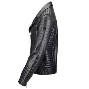 Veste de motard en cuir PU pour homme, coupe ajustée, col rabattu, fermeture éclair, couleur unie, tenue d'automne - Product Image 3