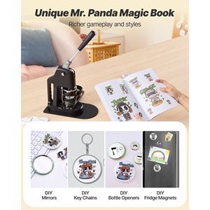 Macchina per Creare Badge 3-in-1, 1.26/2.28/2.95 Pollici, 300 Pezzi, Taglierina Circolare per Badge in Plastica, Forma Rettangolare Magic Book Rei - Product Image 5
