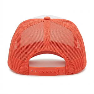 Gorra Trucker Unisex de 6 Paneles con Malla, Color Naranja y Blanco en Contraste, Ajustable, para Playa, Casual, Primavera y Verano - Product Image 5