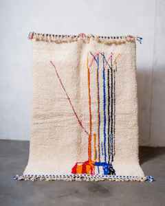 Authentique grand tapis marocain Beni Ourain, fait main en laine, nouvelle arrivée - Product Image 3