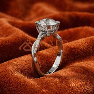 925 Sterling <b>Silver</b> Round Cut Moissanite/Diamond Engagement <b>Ring</b> for Women, Twisted Crossover Pave Diamond Band <b>Solitaire</b> <b>Ring</b> - Product Image 2