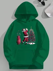 Sudadera con Capucha Negra para Hombre, Corte Regular, Color Sólido, Estilo Casual, Tejida, Manga Larga - Product Image 5