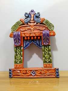 Handcrafted Wooden Jharokha Frame | Antique Finish Decorative Wall Temple | Traditional Indian Carved <b>Window</b> <b>Panel</b> - Product Image 3