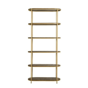 Étagère Moderne 6 Niveaux avec Plateau en Bois et Cadre Métallique, Meuble Autoportant Sans Dos pour Salon et Bureau à Domicile - Product Image 1