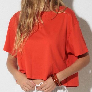 <b>Women</b> Crop Top Solid Color <b>Short</b> <b>Sleeve</b> O-Neck Loose Fit Casual T-<b>Shirt</b> Spring Summer Knitted Cotton Breathable <b>White</b> Long Skirt - Product Image 4