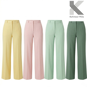 Pantalones Anchos Rojos de Alta Calidad para Mujer, Pantalones de Satén Elástico Grueso, Ropa Formal de Oficina, Poliéster - Algodón, Invierno, ODM Personalizado - Product Image 4