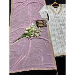 Salwar Kameez pakistanais long de créateur, style chic, pour soirée, en polyester - Product Image 3