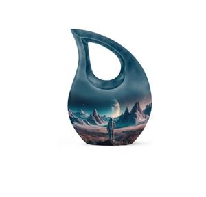 โกศรูปหยดน้ำสีดำทำจากอะลูมิเนียมขนาดใหญ่สำหรับเก็บอัฐิของผู้ใหญ่ โกศสำหรับบรรจุอัฐิของมนุษย์สำหรับงานศพและงานรำลึกสำหรับผู้ชาย - Product Image 3