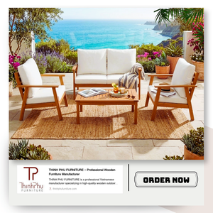 THINH PHU FURNITURE TP6136 Modern Modular Sectional Sofa <b>Set</b> (Wood/Polyester) 3-Seater <b>Bench</b> (4Pcs) 10cm Seat Cushions 12cm Back - Product Image 6