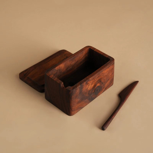 Mantequilla de madera de acacia rústica con tapa, caja de mantequilla Premium para cocina y almacenamiento en el hogar, mantequilla de madera decorativa - Product Image 1