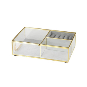 Caja de Almacenamiento de Joyas de Latón y Cristal de Lujo, Ensamblada a Mano, Color Personalizado, Diseño Moderno, Estuche para Guardar Anillos, Aretes y Regalos Especiales - Product Image 1