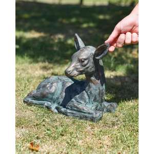 รูปปั้นกวางน้อยน่ารักสีบรอนซ์ตกแต่งในท่านั่ง ของตกแต่งสวน ของประดับตกแต่งคริสต์มาส - Product Image 3