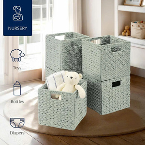 Lightweight Durable Eco-Friendly Organizer for Any Room Decor High-Quality <b>Foldable</b> Water Hyacinth Storage <b>Basket</b> Set - Product Image 3