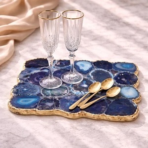Luxury Natural Agate Serving Tray Handmade Polished Stone Decorative Tray for Home Decor <b>Bathroom</b> <b>Vanity</b> - Product Image 3