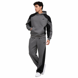 Survêtement Streetwear Homme Bicolore en Molleton de Coton Épais, Manches Raglan, Ensemble Deux Pièces (Haut à Capuche et Pantalon Droit), Logo Personnalisé, Vente en Gros - Product Image 1