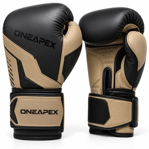 Guantes de Boxeo de Cuero Negro y Marrón, Guantes de Entrenamiento Profesional, Guantes de Boxeo Acolchados, Logotipo Personalizado OEM, Guantes Deportivos al por Mayor - Product Image 1