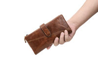 Cartera de Cuero Genuino con Logotipo Personalizado, Cartera RFID para Hombre, Tarjetero, Monedero, Cartera Larga de Cuero para Hombre