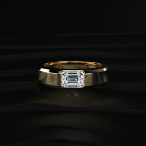 Bague en diamant taille émeraude HIPHOPSTAR 1 carat, couleur D-E, clarté VVS-VS, certifiée IGI, pour homme, en or 14 carats, style luxueux. - Product Image 1