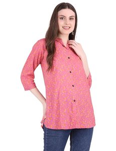 Chemise décontractée SAZU en coton et rayonne imprimée pour femme, coupe régulière, tissu léger et doux, boutonnée, haut imprimé tendance - Product Image 4