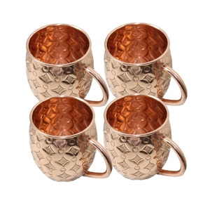 exclusive copper moscow mule <b>mugs</b> <b>set</b> designed for chilled cocktails long lasting shine perfect for home bar setup - Product Image 3