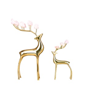 <b>Gold</b> Reindeer with Purple Crystal on Horn Decorative Accent for <b>Console</b> <b>Table</b> Decor And Showcase Cabinet Decorative Display - Product Image 2