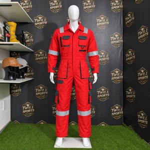 Combinaison de travail ignifuge respirante en coton personnalisée avec bande réfléchissante pour les secours d'urgence et les vêtements de protection - Product Image 4