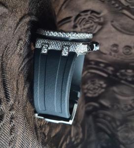 Montre pour homme en acier inoxydable de luxe avec diamants naturels uniques, design unique, bracelet en cuir, quartz, verre antique - Product Image 1