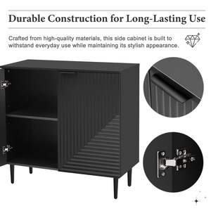 Gabinete de sala de estar minimalista moderno Mirod, estantes ajustables, diseño de puerta geométrica elegante, amplio espacio de almacenamiento para decoración del hogar - Product Image 6