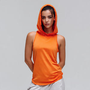 Sudadera sin mangas para mujer al por mayor, top deportivo de otoño para gimnasio, 100% algodón transpirable con logo frontal - Product Image 5