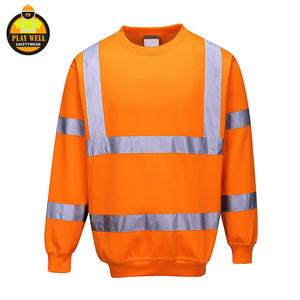 Sweat-shirt à haute visibilité OEM, sweat-shirts en polaire doublés orange personnalisés, sweat-shirts de travail réfléchissants pour hommes - Product Image 5