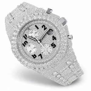 Luxury Stainless unisex Steel Watch Diamond Bezel Tonneau Case Analog Dial <b>Chronograph</b> 41mm Folding Clasp - Product Image 5