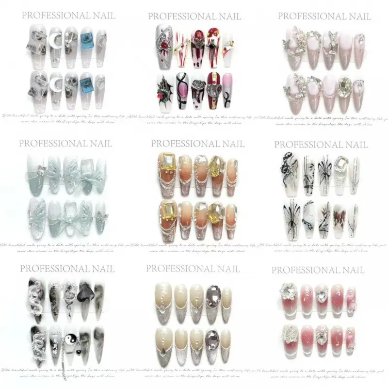 New Handmade press on nails Collection wholesale short nude color blooming nail tips finished product false nail sticker