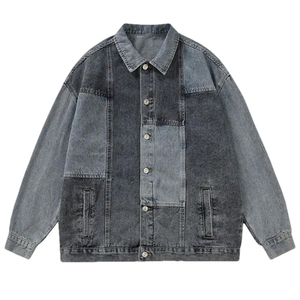 Veste en jean pour homme de haute qualité, couleur grise, manches longues, en coton, avec poche latérale, fermeture à boutons pression - Product Image 1