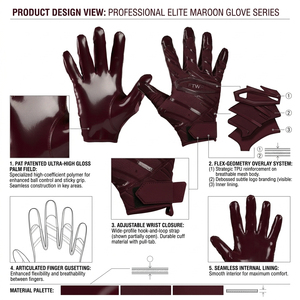 Custom Printed Breathable Lightweight Full Finger Unisex Receiver Sports <b>Gloves</b> High Quality Design American Football <b>Gloves</b> - Product Image 2