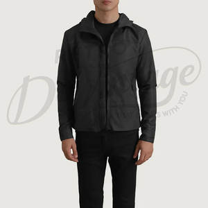 Chaqueta Cortavientos Ligera Negra para Hombre con Capucha, Corte Ajustado, Resistente al Agua, Chaqueta Deportiva Informal para Exteriores, Chaqueta de Golf - Product Image 1