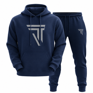 Survêtement d'hiver personnalisé pour homme avec capuche et cordon de serrage, impression par transfert thermique du logo personnalisé sur le devant, vente en gros - Product Image 1