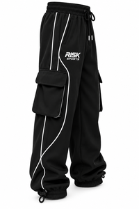 <b>Black</b> High Eco-Friendly Polyester Loose Cargo <b>Pants</b> Drawstring Wide Leg Trousers Pockets for <b>Women</b> Autumn Sports Casual Wear - Product Image 2
