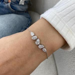 Pear Cut Diamond Bezel Tennis Bracelet <b>Solid</b> <b>Gold</b> Luxury Pear Shape Bracelet Elegant Wedding Jewelry Lab Grown Diamond Bracelet - Product Image 4