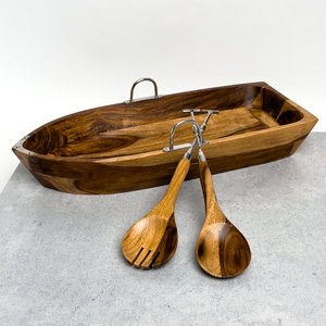 Bandeja para servir en forma de pez, de madera tallada, con veta natural, plato dividido para tapas - Product Image 3