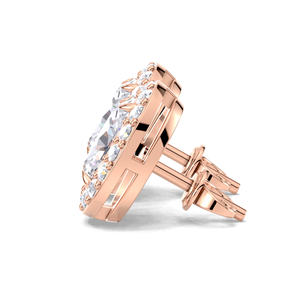 Pendientes de Diamantes Cultivados en Laboratorio con Certificación IGI, Corte Ovalado con Halo, Oro de 18K - Product Image 2