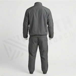Chándal Deportivo Gris con Capucha para Hombre, con Cierre Completo, Logotipo Frontal, Color Sólido, Transpirable, para Invierno - Product Image 2