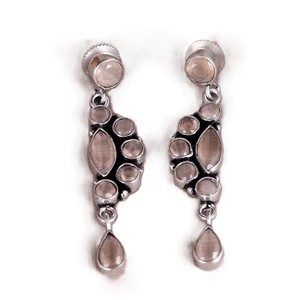 Pendientes de Latón con Forma de Campana, Plateados, con Circonitas Multicolores para Mujer |   Joyería Boho Tribal para Fiesta, Regalo - Product Image 5